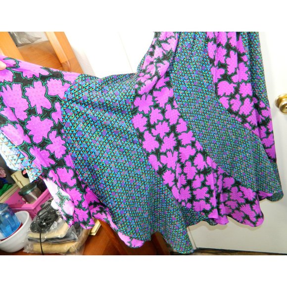 Assorti for Susan Freis Dress Vtg 1980's Purple Boho Pleated Flowing Large Flow - Picture 16 of 16